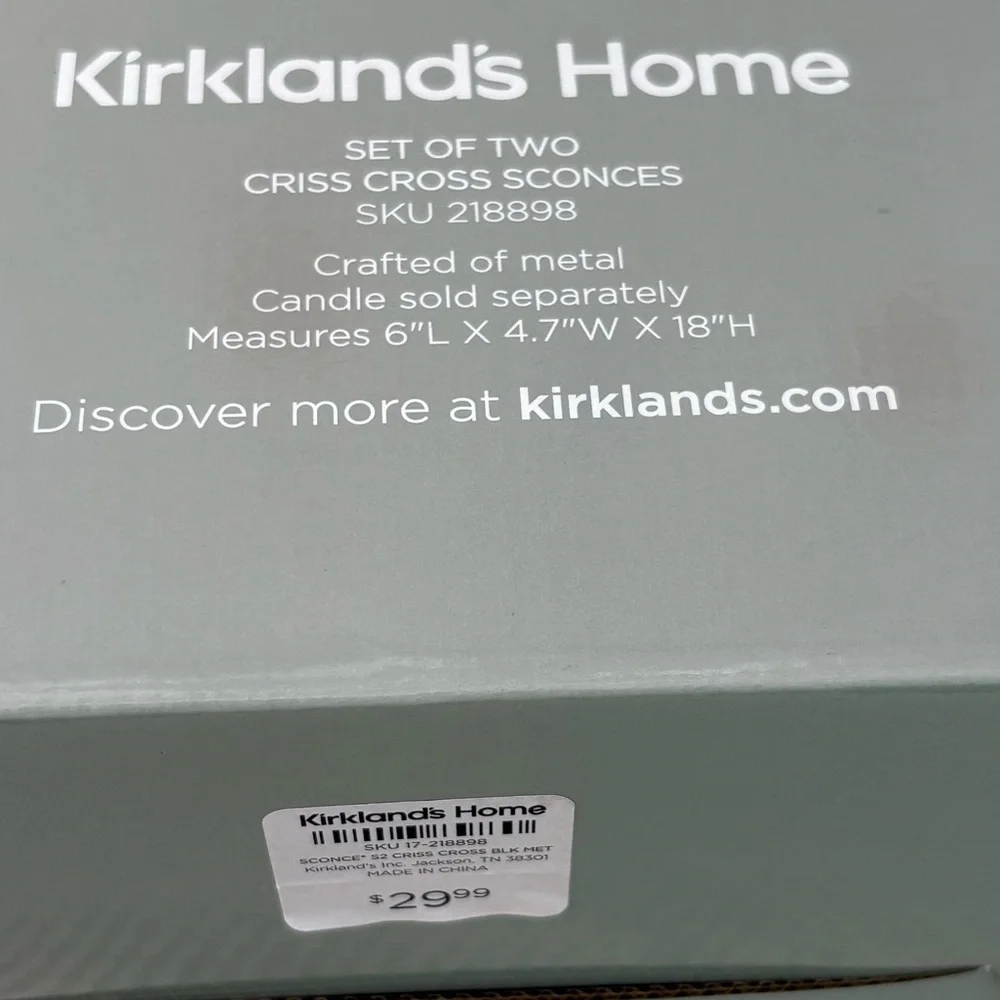 Kirklands Black Criss Cross Sconces Set - Picture 5 of 6